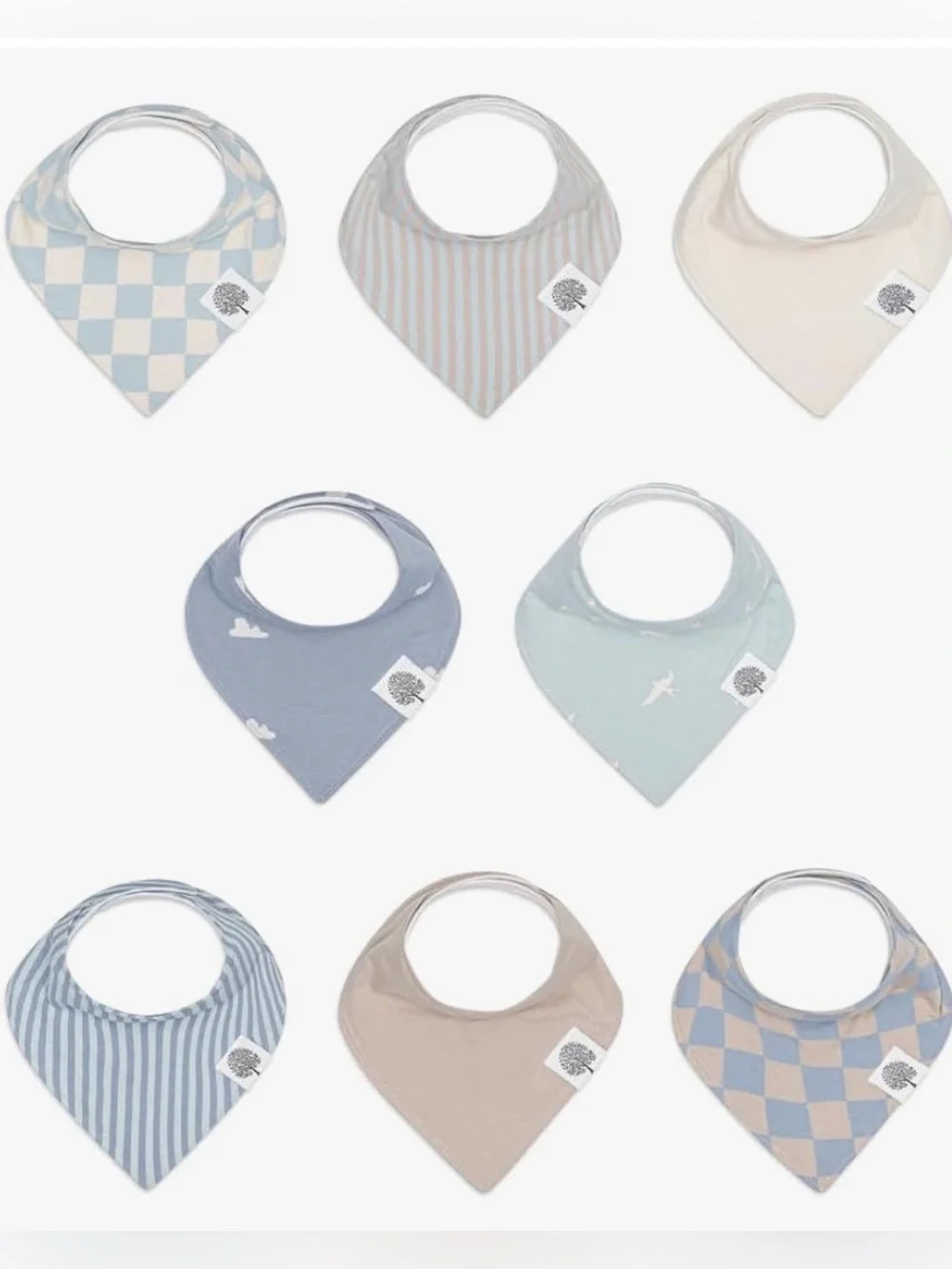 NWT - Parker Baby Bandana Bib Set in Blue, Light Blue, Cream & Beige